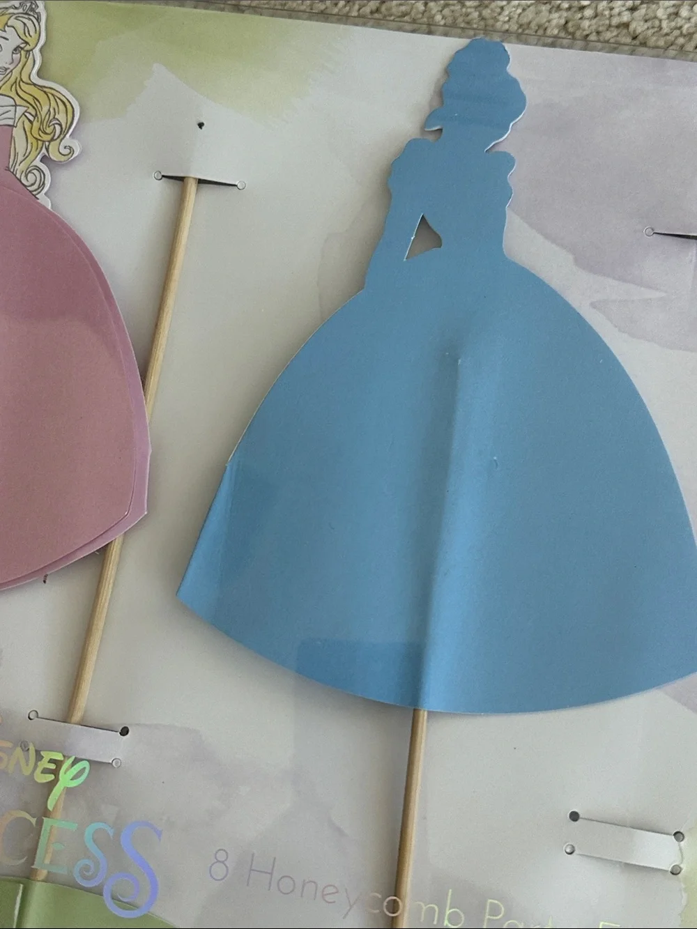 Disney Princess Honeycomb Cupcake Picks - Pink, Yellow, Green